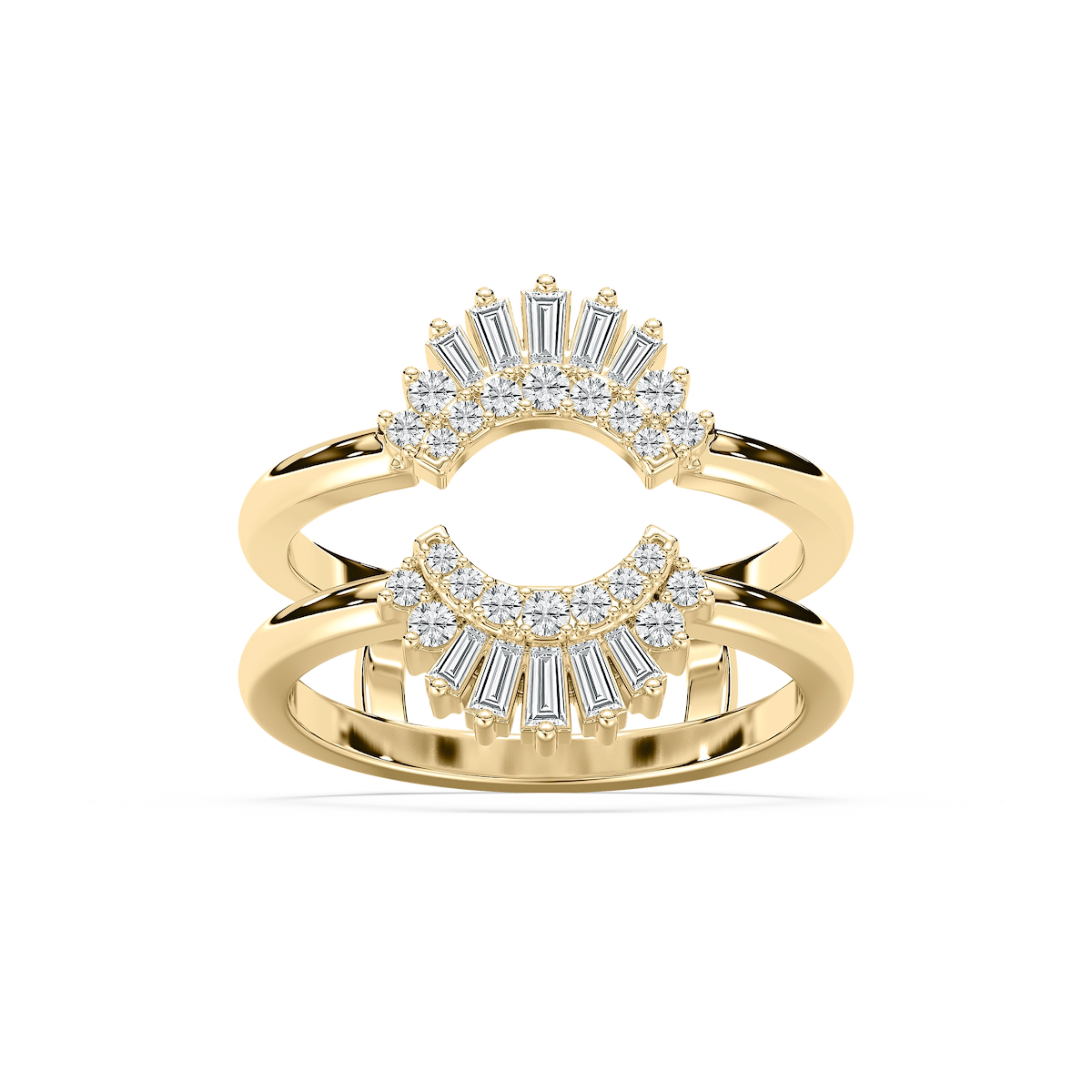 Monroe 1/2 ctw Baguette and Round Lab Grown Diamond Double Row Enhancer Curved Band