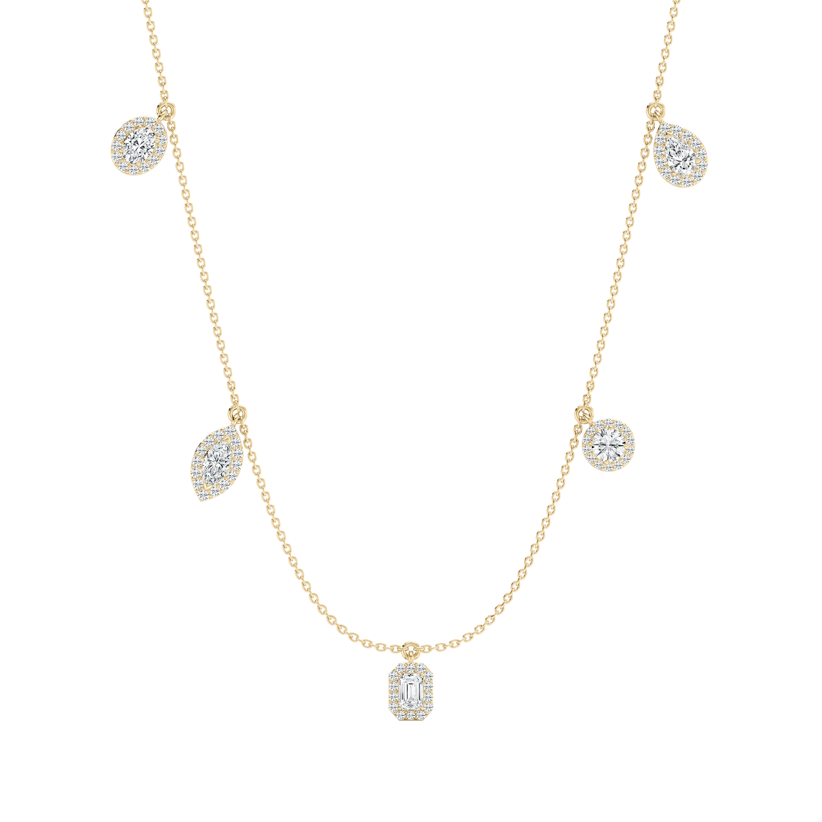2 ctw Multi-Shape Lab Grown Diamond Halo Station Necklace - 18 Inches
