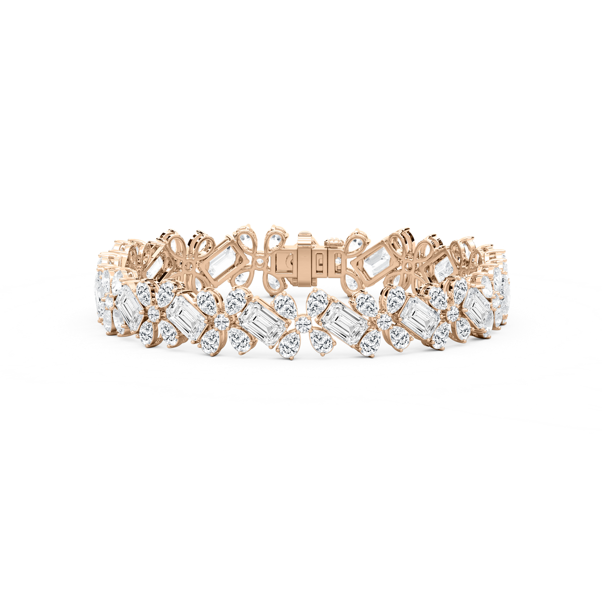 24 ⁵⁄₈ ctw Round, Emerald and Pear Lab Grown Diamond Floral Tennis Bracelet  - 7.15 Inches - Signature Collection
