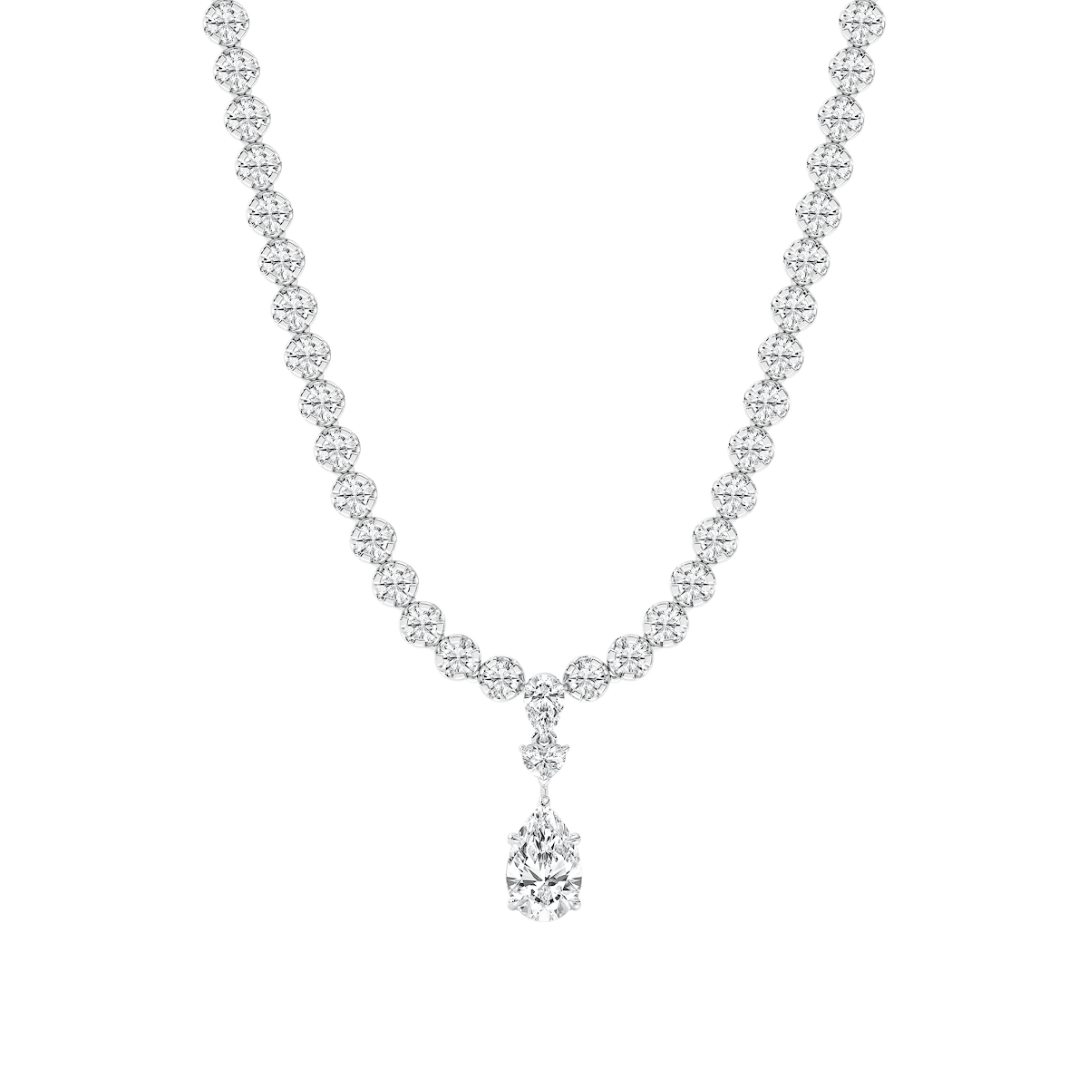 12 ½ Pear, Round and Heart Lab Grown Diamond Bezel Tennis Necklace