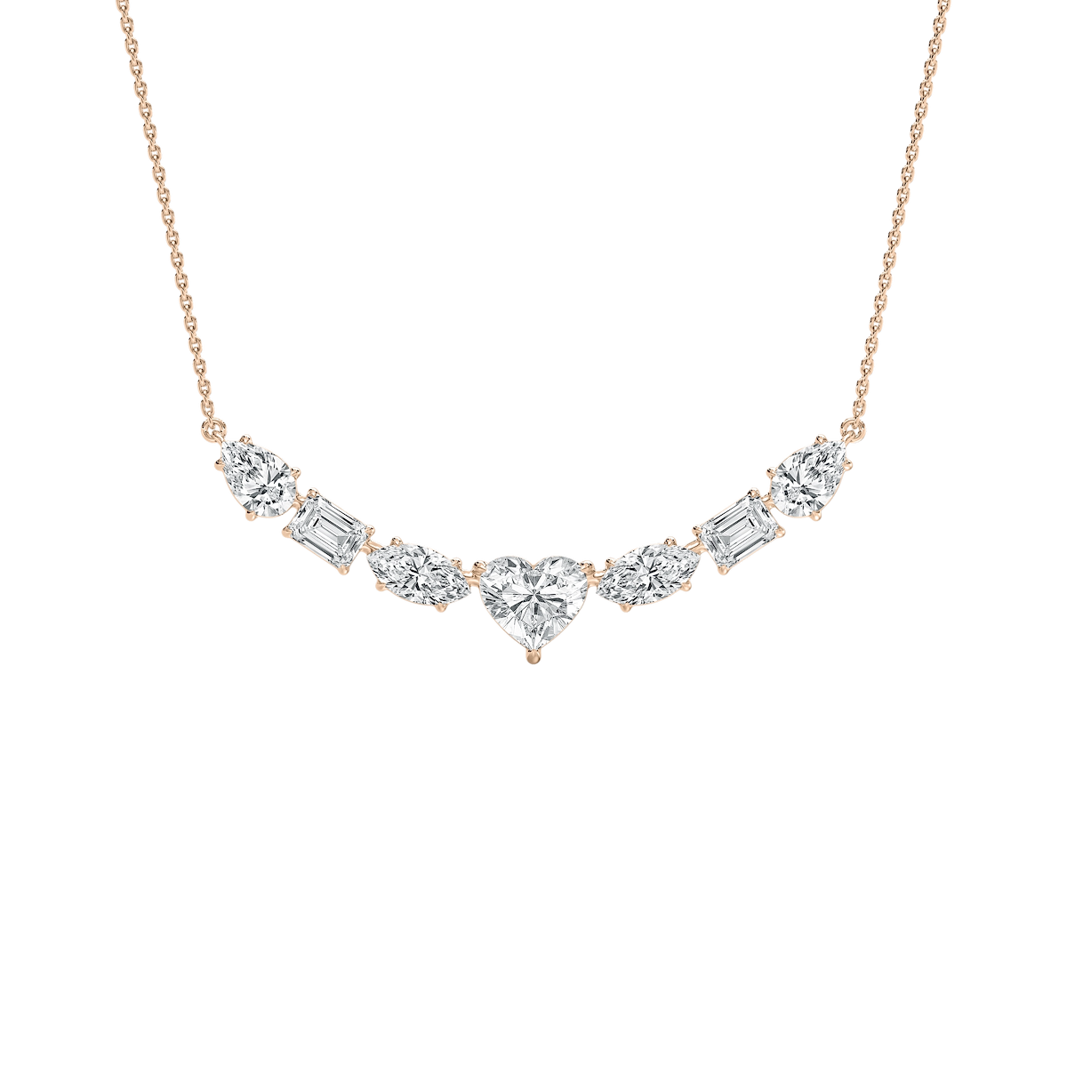 4 ½ ctw Multi-Shape Lab Grown Diamond Centered Heart Necklace - 18 Inches