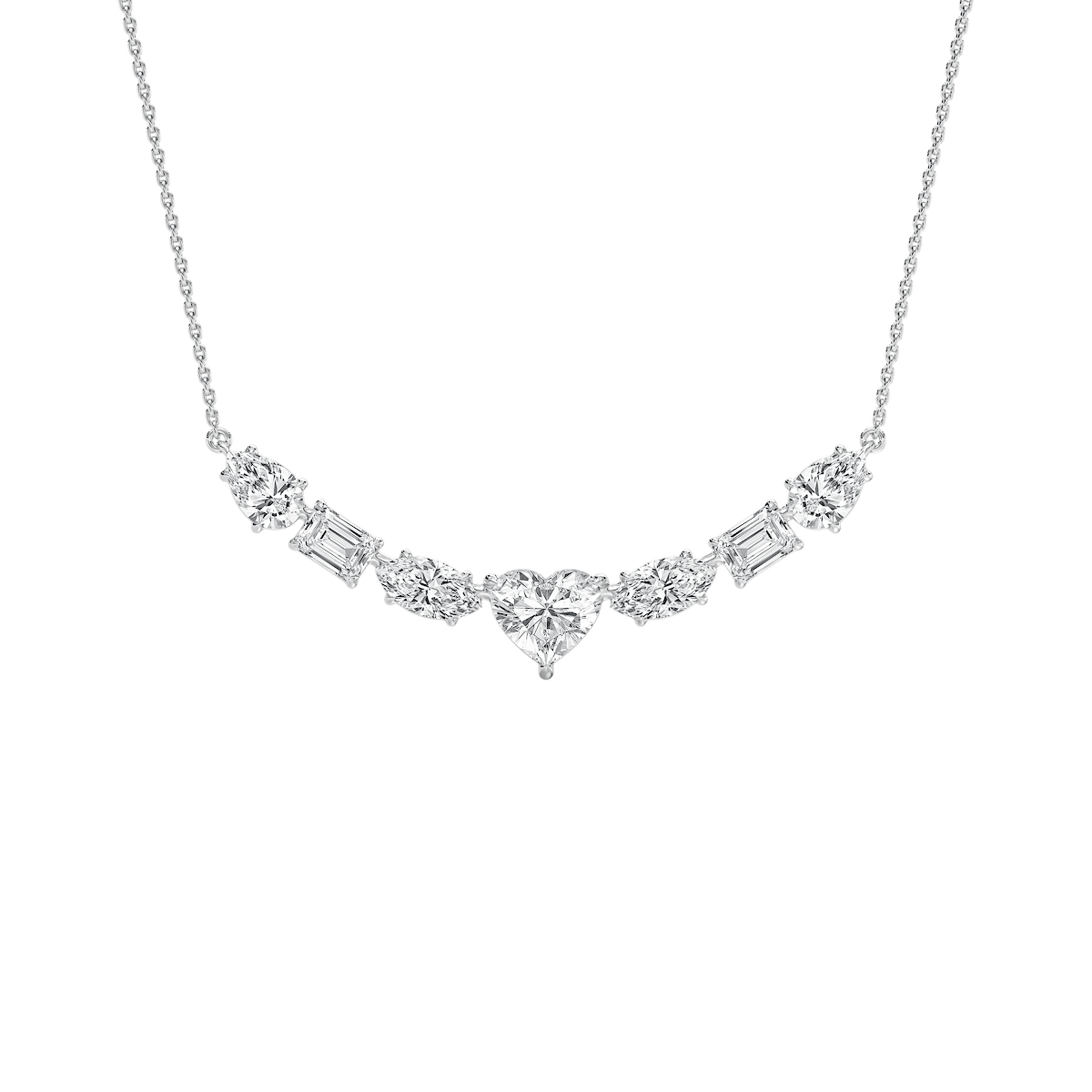 4 ½ ctw Multi-Shape Lab Grown Diamond Centered Heart Necklace - 18 Inches