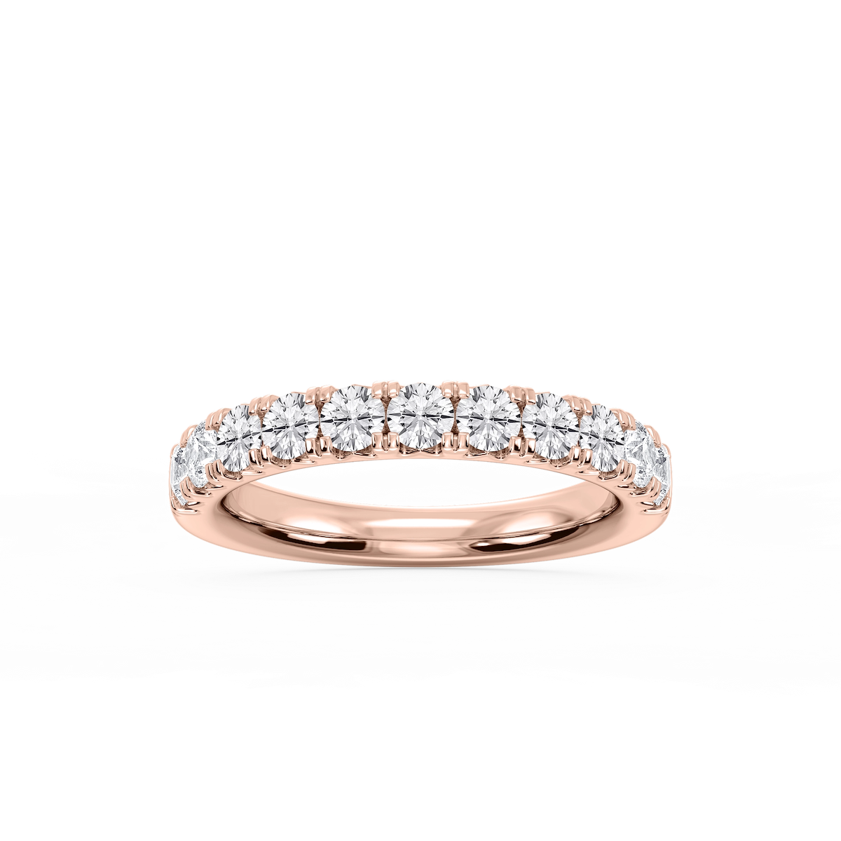 Meredith Round Lab Grown Diamond French Pave Wedding Band