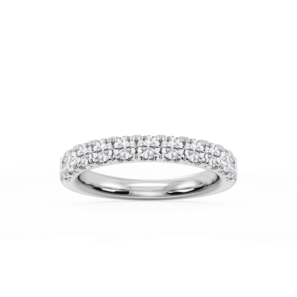 Meredith Round Lab Grown Diamond French Pave Wedding Band