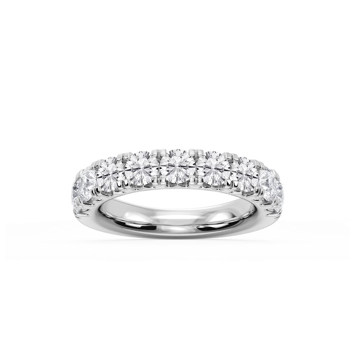 Meredith Round Lab Grown Diamond French Pave Wedding Band