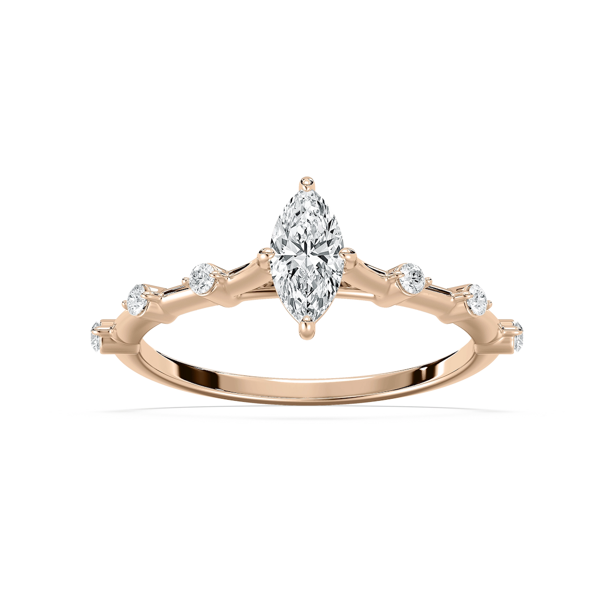 Nika 1/2 ctw Marquise Lab Grown Diamond Petite Floating Side Stone Engagement Ring