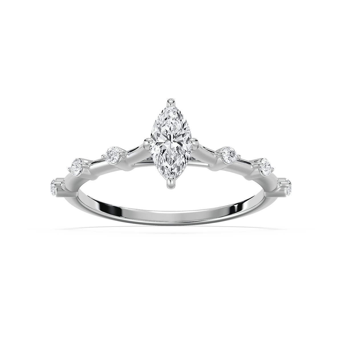 Nika 1/2 ctw Marquise Lab Grown Diamond Petite Floating Side Stone Engagement Ring