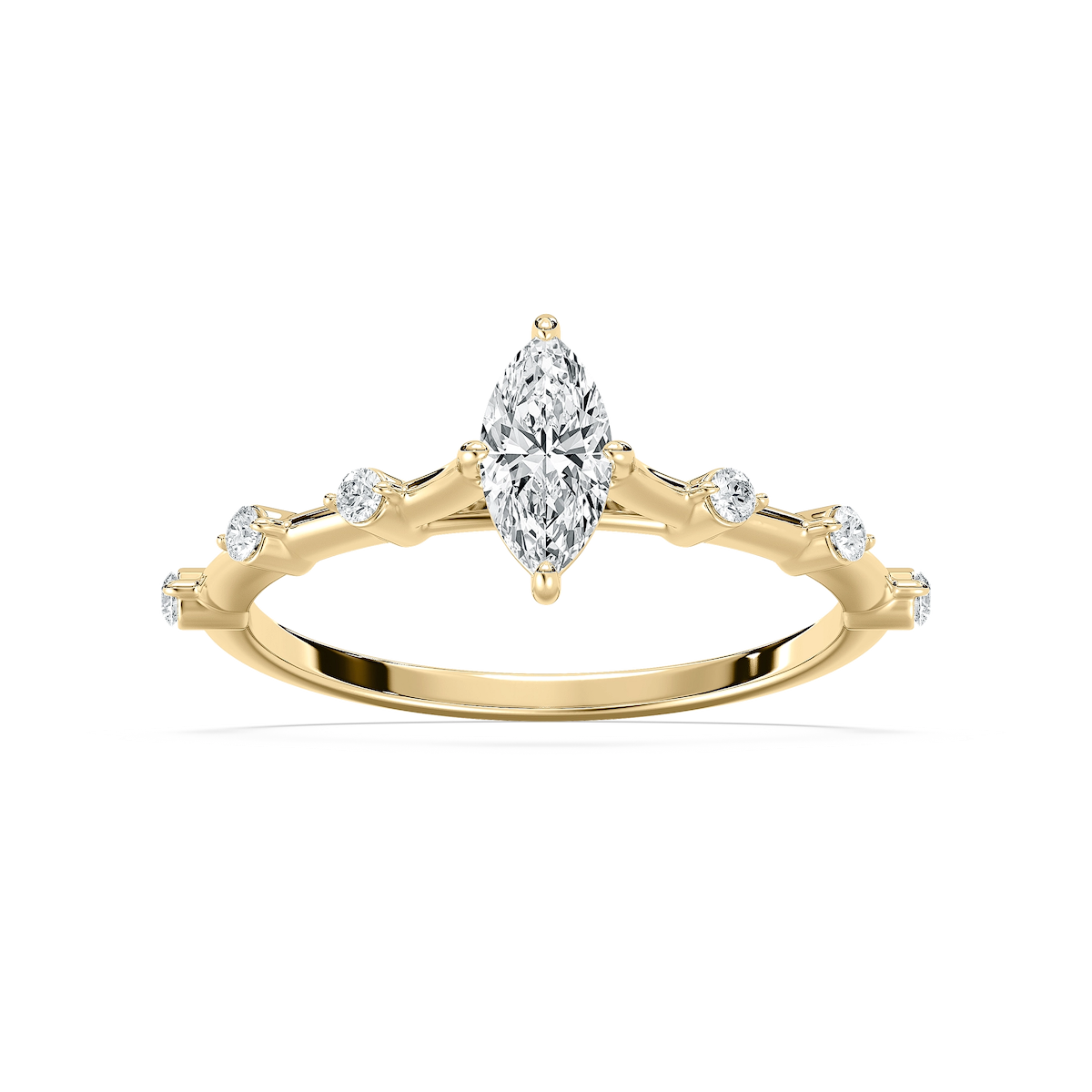 Nika 1/2 ctw Marquise Lab Grown Diamond Petite Floating Side Stone Engagement Ring