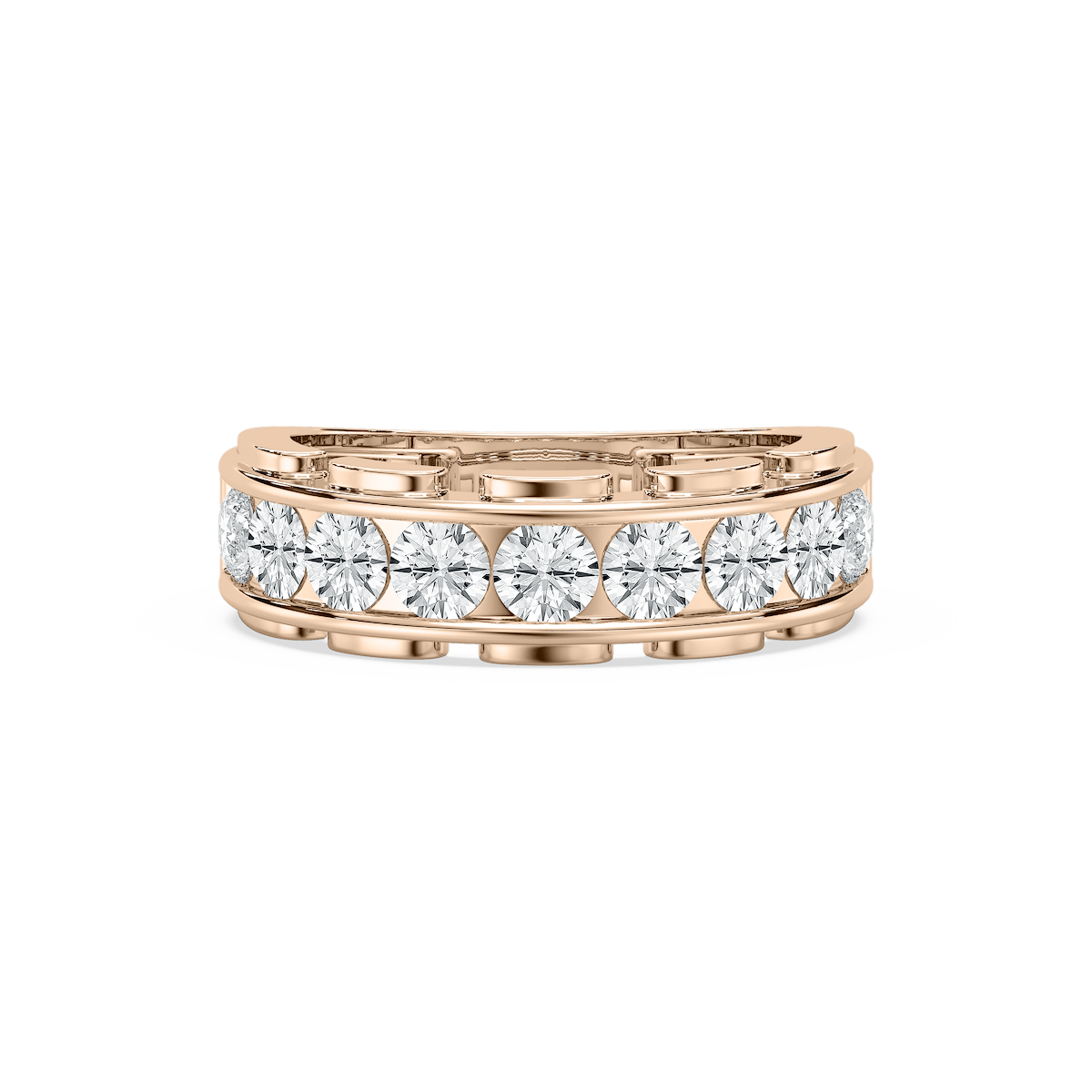 Alex 1 ½ ctw Round Lab Grown Diamond Nine Stone Link Anniversary Band