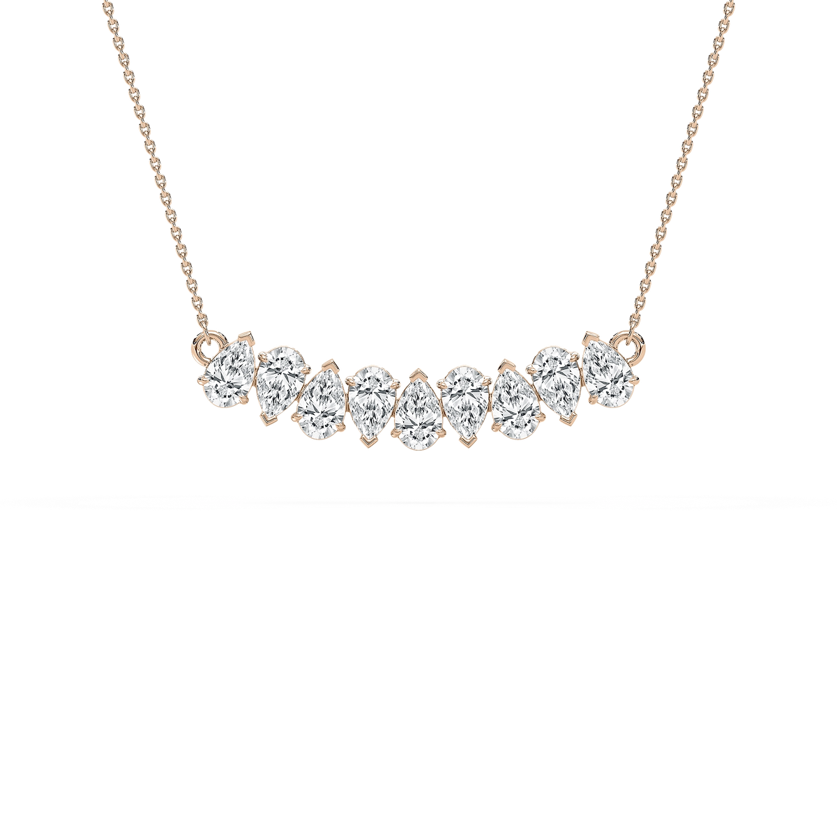 2 ¼ ctw Pear Lab Grown Diamond Nine Stone Alternating Necklace - 18 Inches