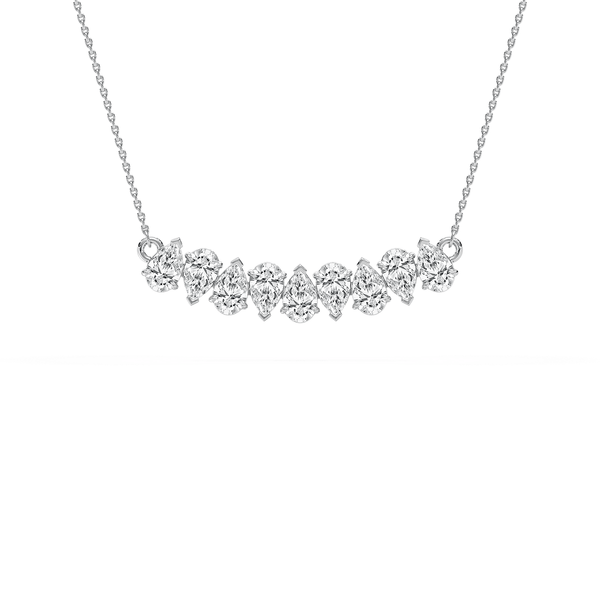 2 ¼ ctw Pear Lab Grown Diamond Nine Stone Alternating Necklace - 18 Inches