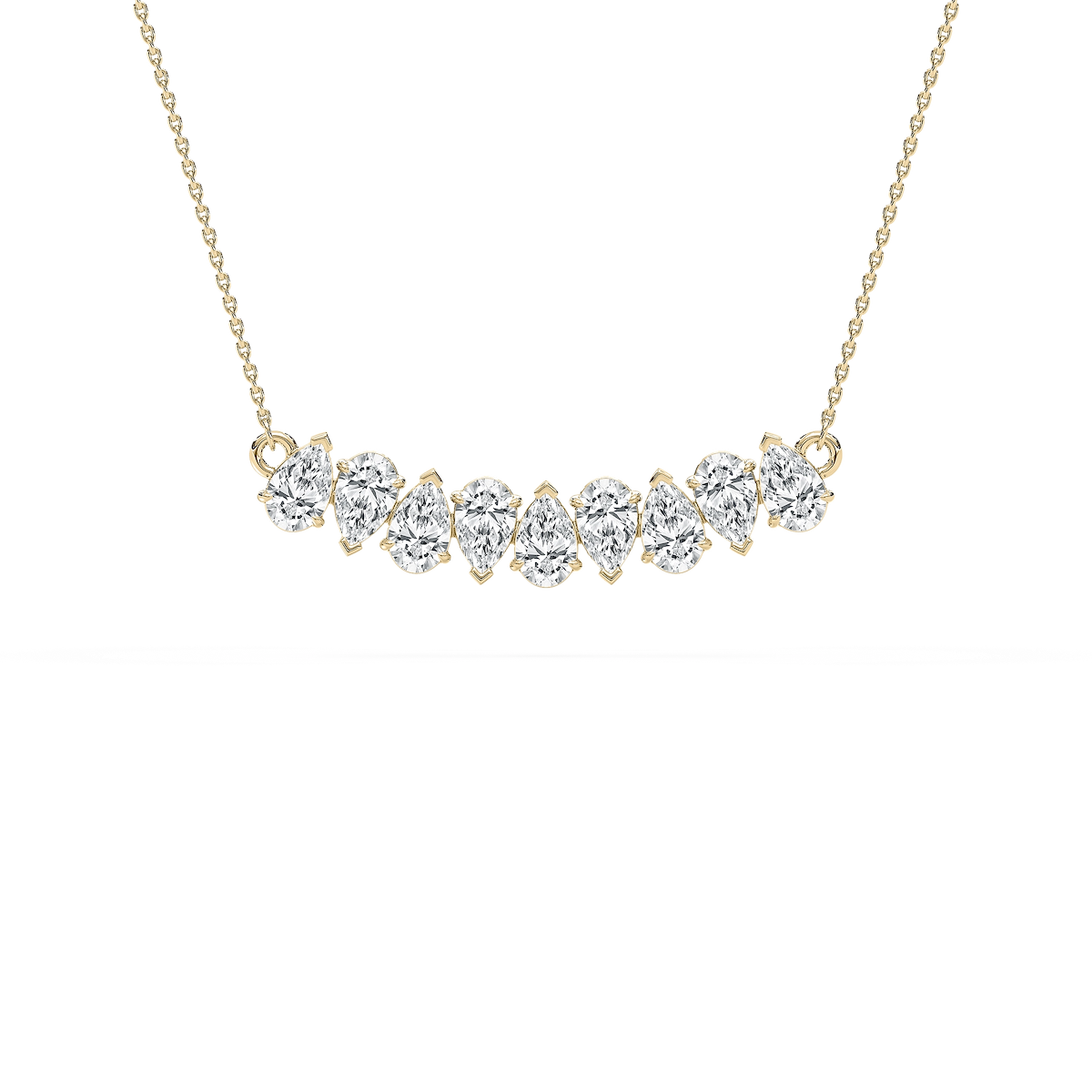 2 ¼ ctw Pear Lab Grown Diamond Nine Stone Alternating Necklace - 18 Inches
