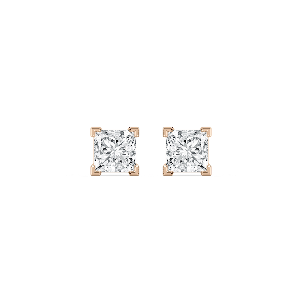 2 ctw Princess Lab Grown Diamond Stud Earrings
