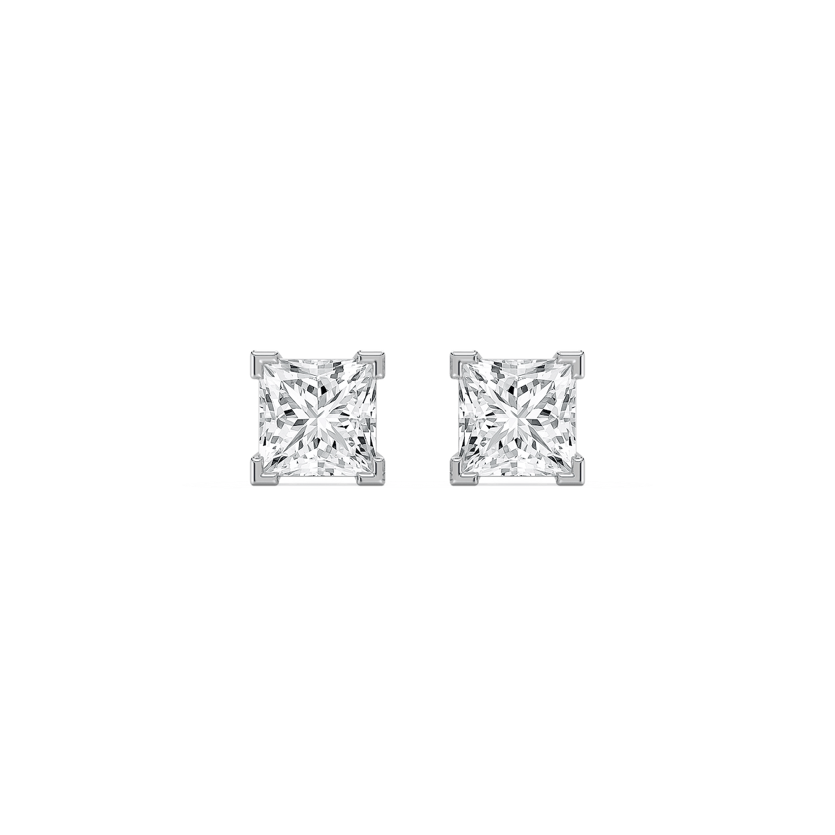 2 ctw Princess Lab Grown Diamond Stud Earrings