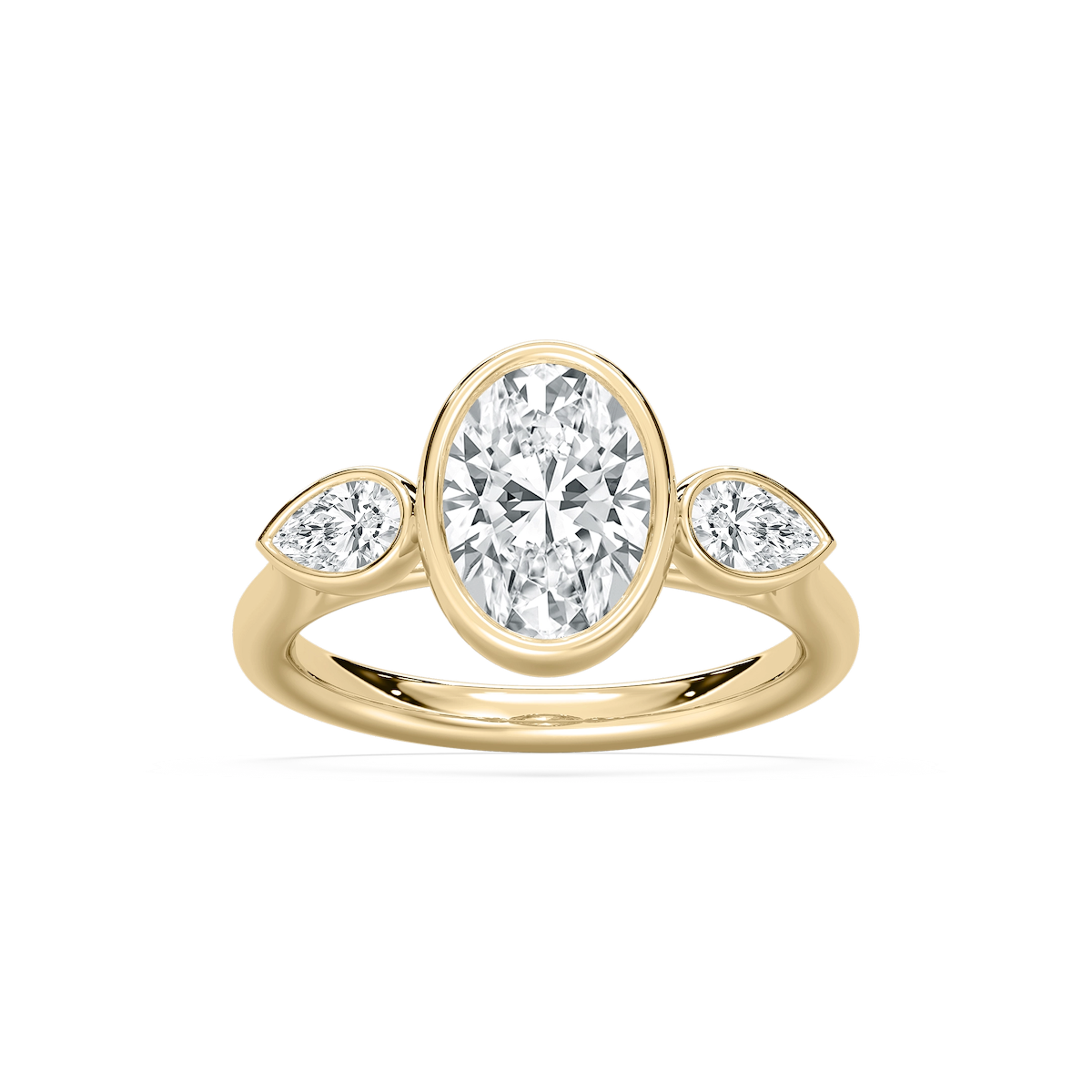 Nova 2 ½ ctw Oval Lab Grown Diamond Bezel Set Three Stone