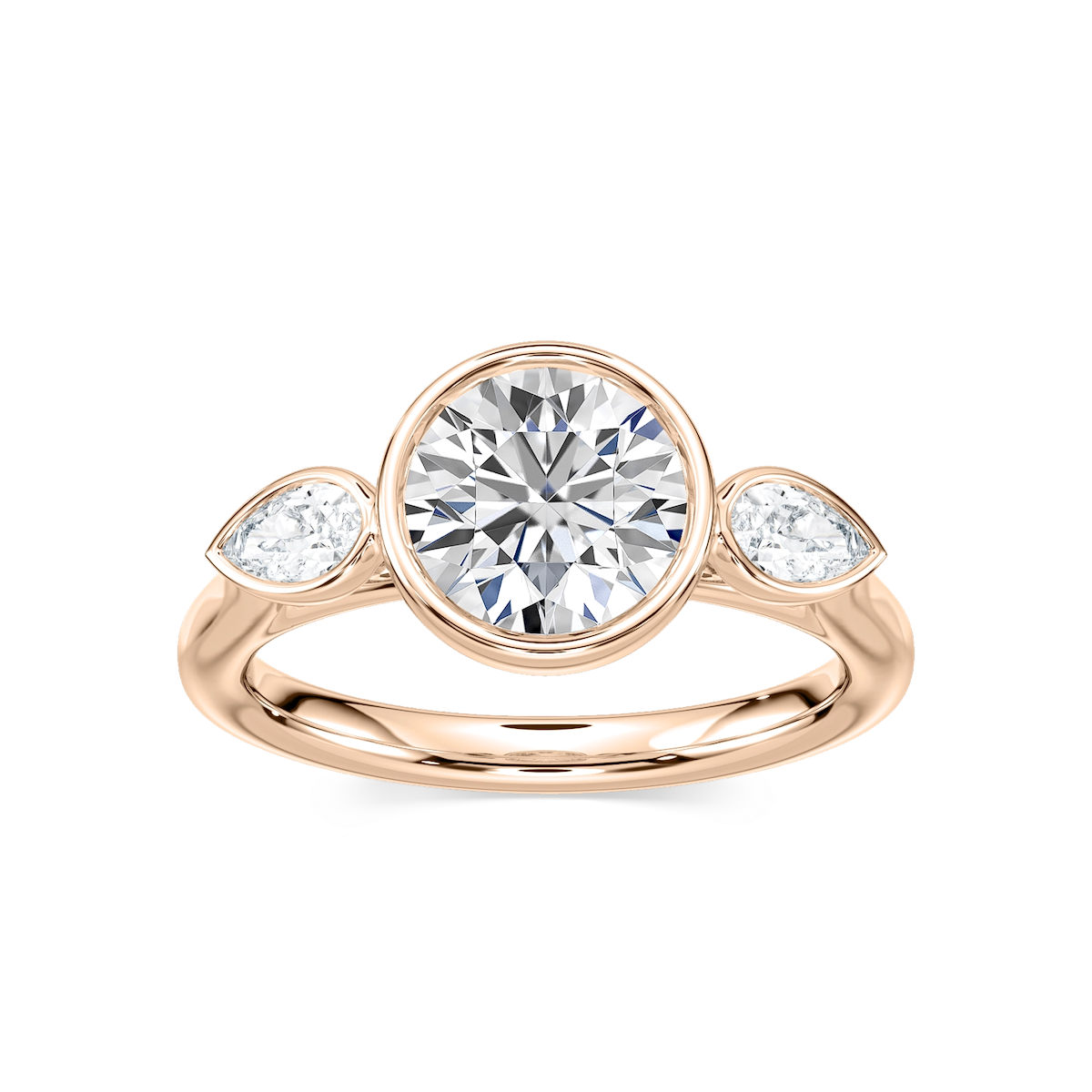 Nova 2 ½ ctw Round Lab Grown Diamond Bezel Set Three Stone Engagement Ring