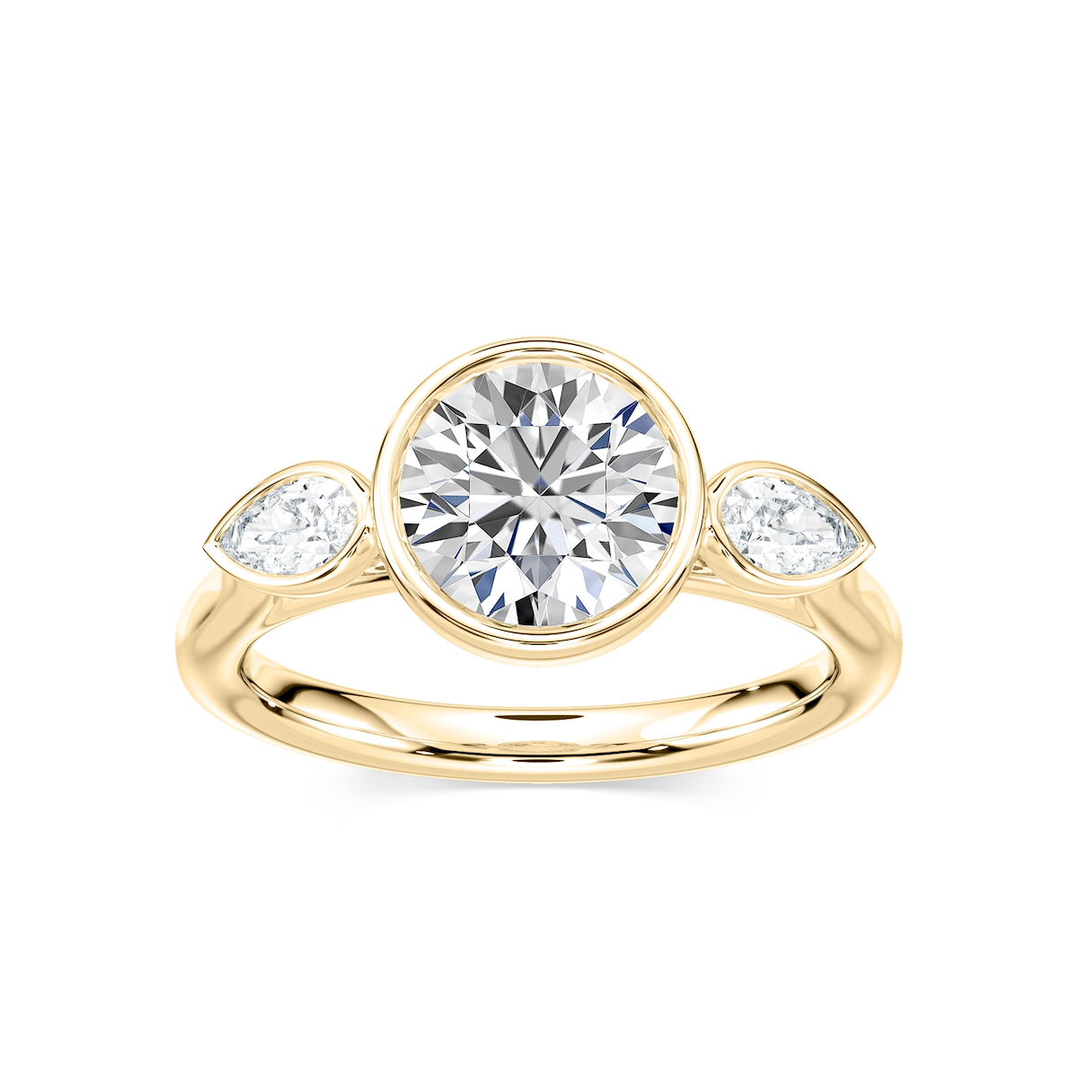 Nova 2 ½ ctw Round Lab Grown Diamond Bezel Set Three Stone Engagement Ring