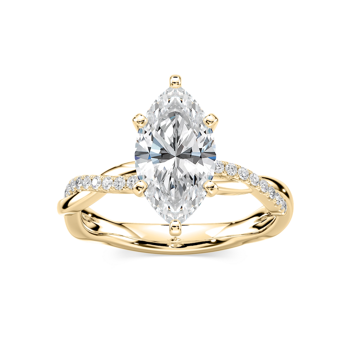 Valentina Marquise Lab Grown Diamond Petite Twist Side Stone Engagement Ring