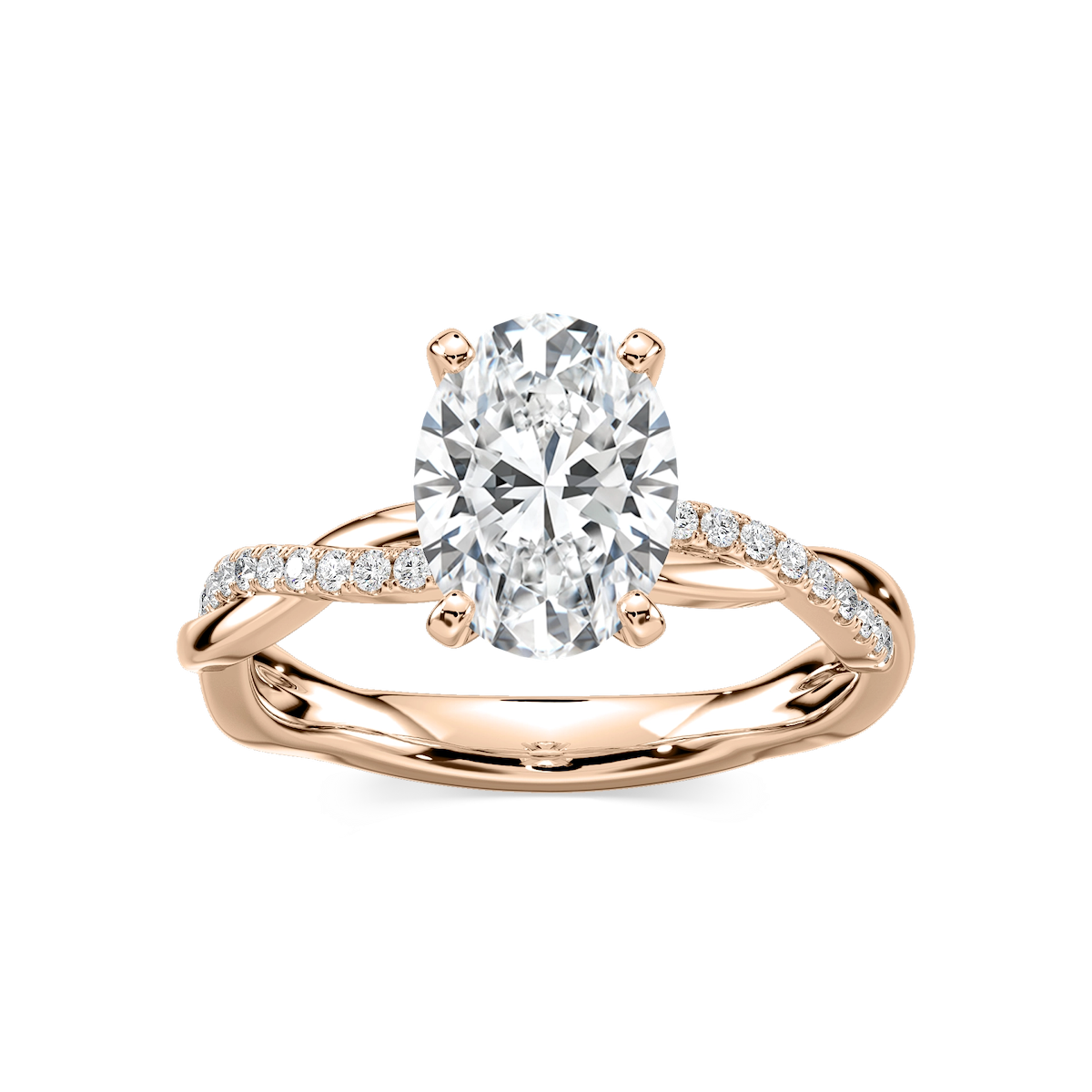 Valentina Oval Lab Grown Diamond Petite Twist Side Stone Engagement Ring