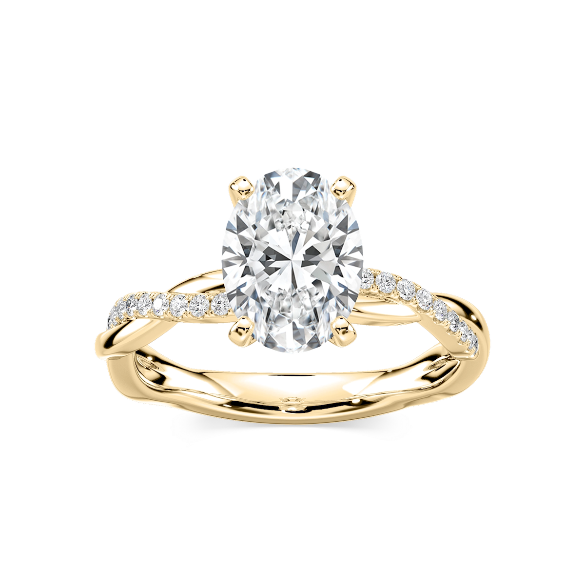 Valentina Oval Lab Grown Diamond Petite Twist Side Stone Engagement Ring
