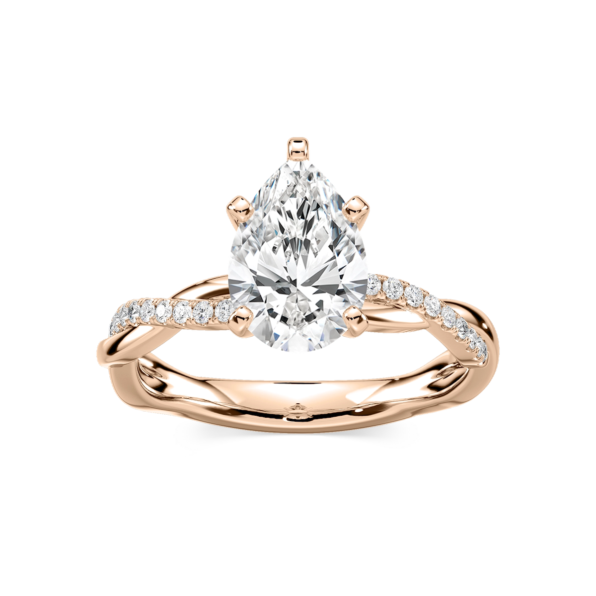 Valentina Pear Lab Grown Diamond Petite Twist Side Stone Engagement Ring