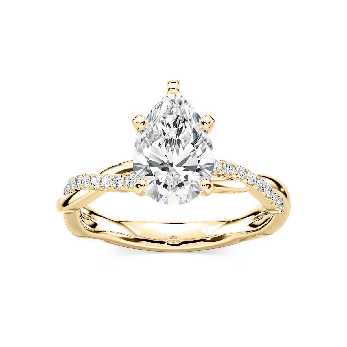 Valentina Pear Lab Grown Diamond Petite Twist Side Stone Engagement Ring