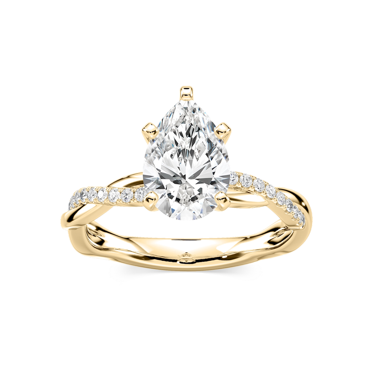 Valentina Pear Lab Grown Diamond Petite Twist Side Stone Engagement Ring