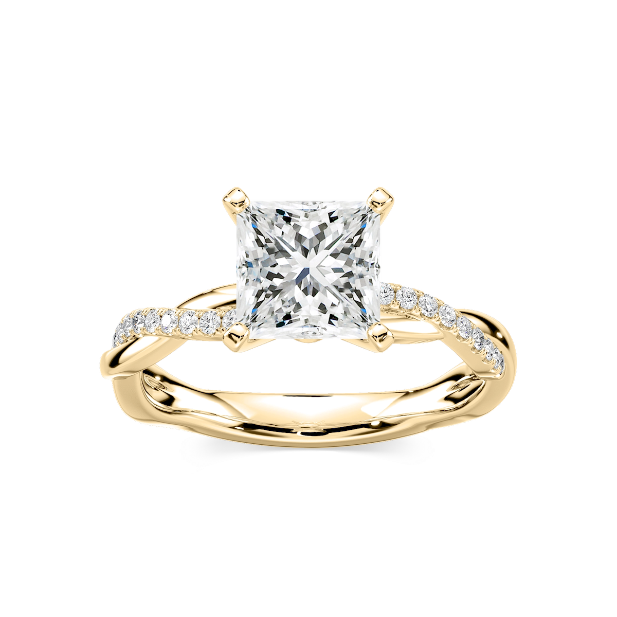 Valentina Princess Lab Grown Diamond Petite Twist Side Stone Engagement Ring