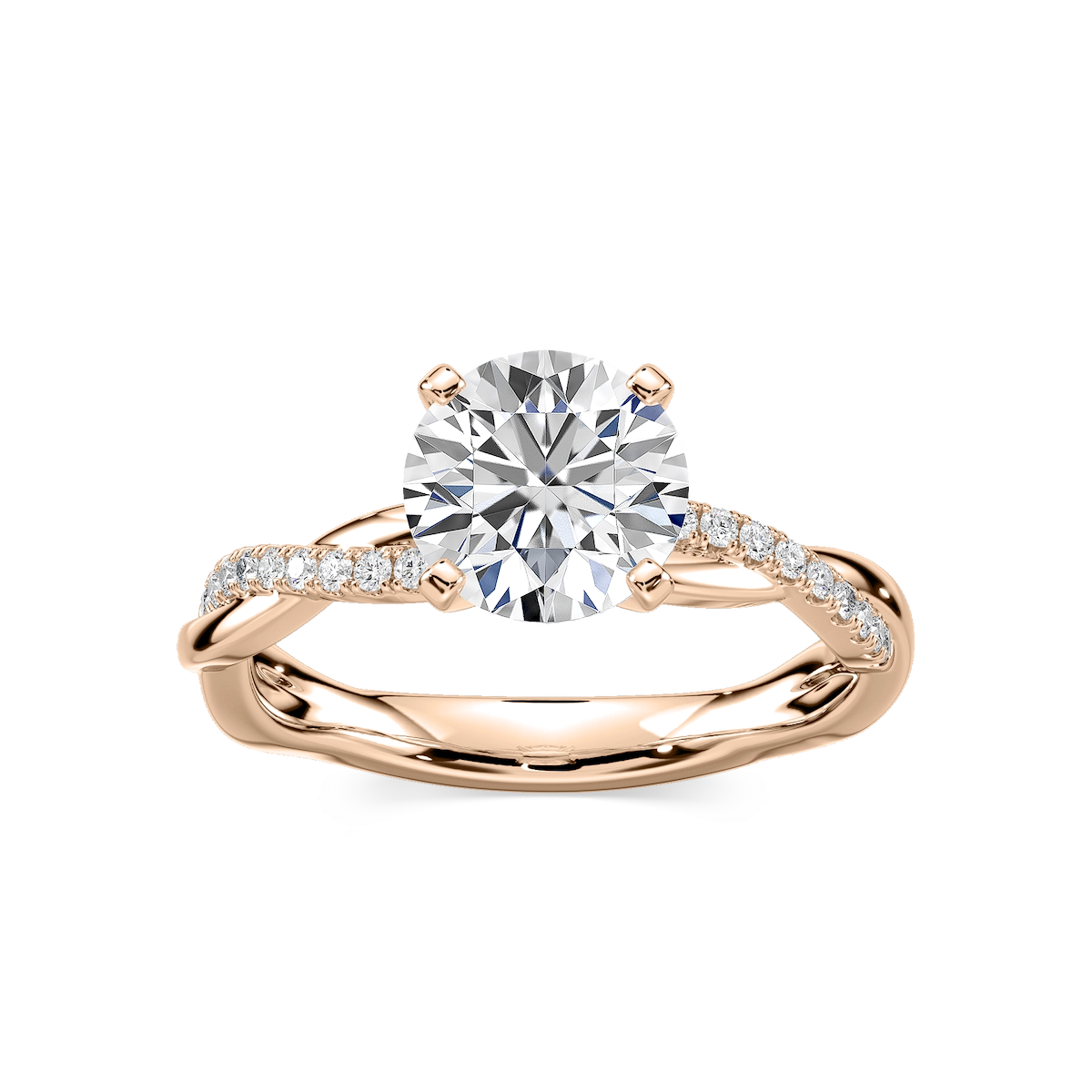 Valentina Round Lab Grown Diamond Petite Twist Side Stone Engagement Ring