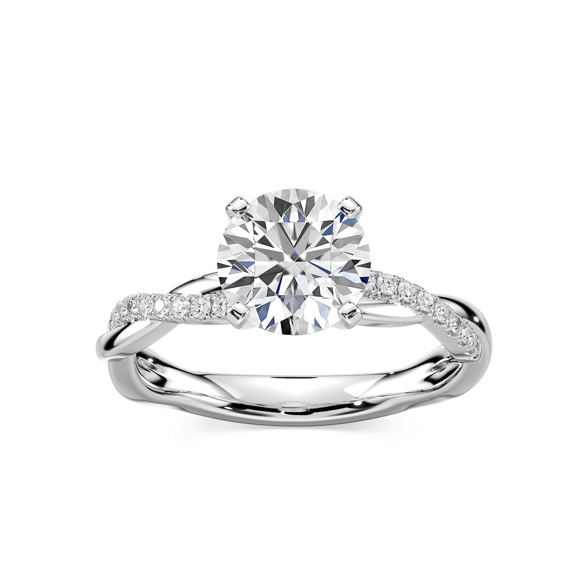 Valentina Round Lab Grown Diamond Petite Twist Side Stone Engagement Ring