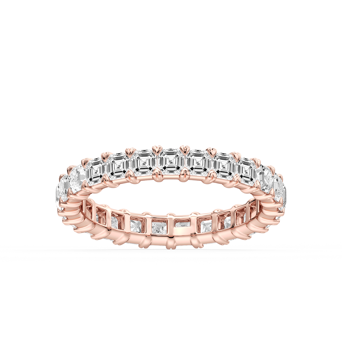 Ocean Asscher Lab Grown Diamond Shared V-Prong Eternity Band