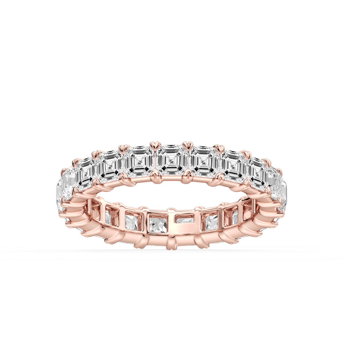 Ocean Asscher Lab Grown Diamond Shared V-Prong Eternity Band