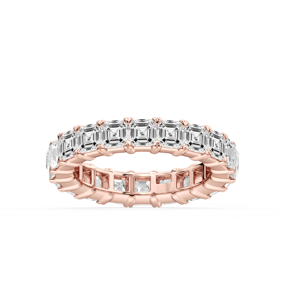 Ocean Asscher Lab Grown Diamond Shared V-Prong Eternity Band