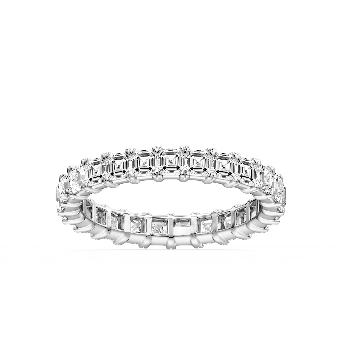 Ocean Asscher Lab Grown Diamond Shared V-Prong Eternity Band