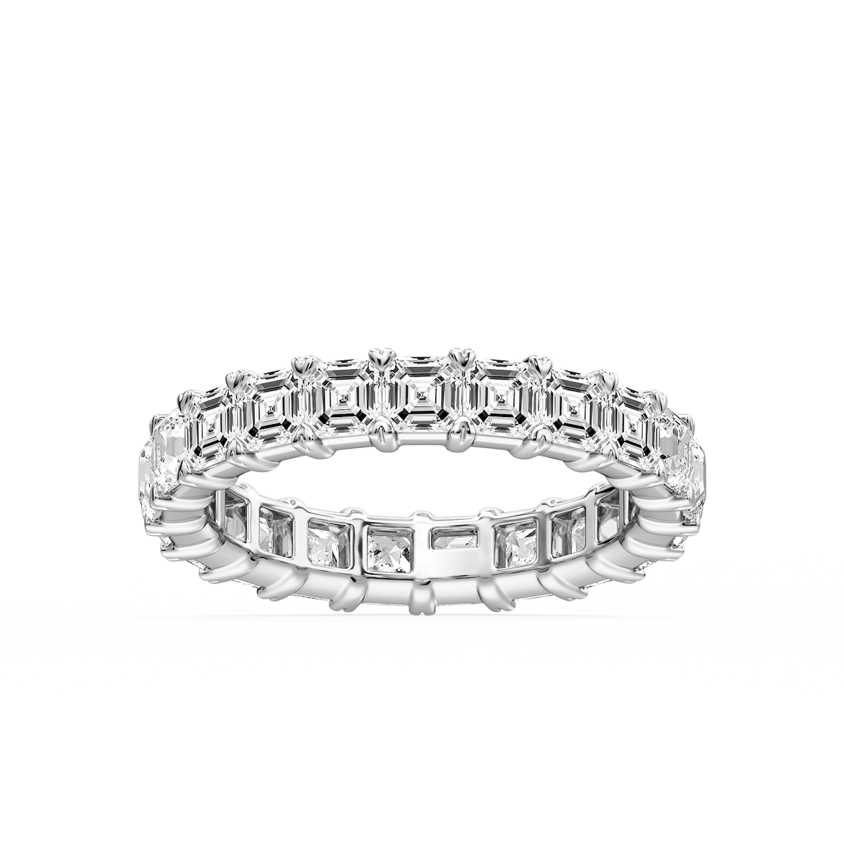 Ocean Asscher Lab Grown Diamond Shared V-Prong Eternity Band