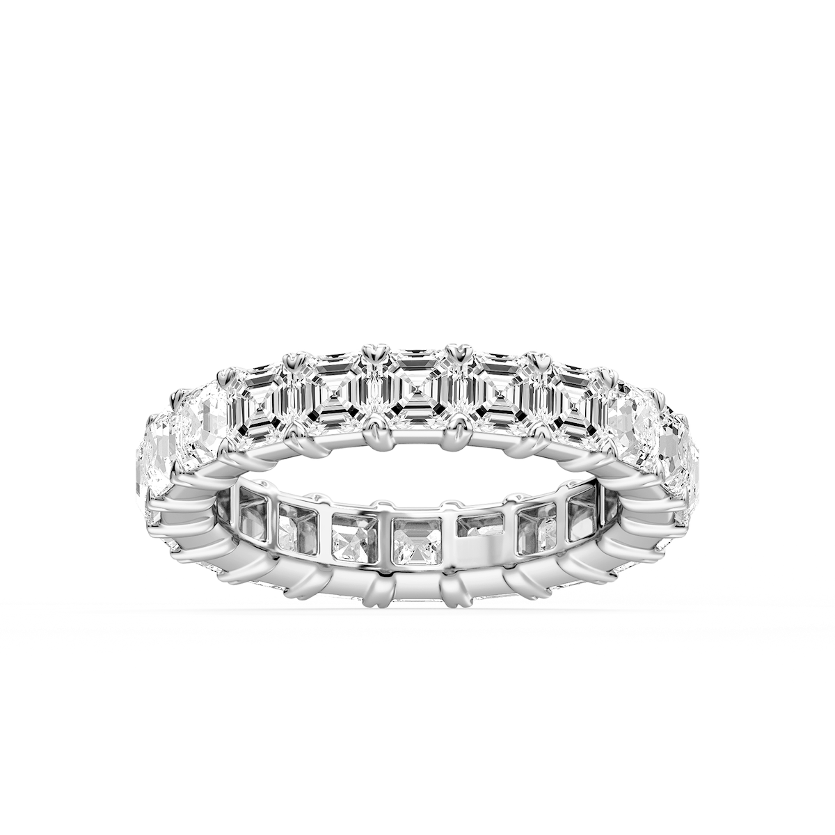 Ocean Asscher Lab Grown Diamond Shared V-Prong Eternity Band