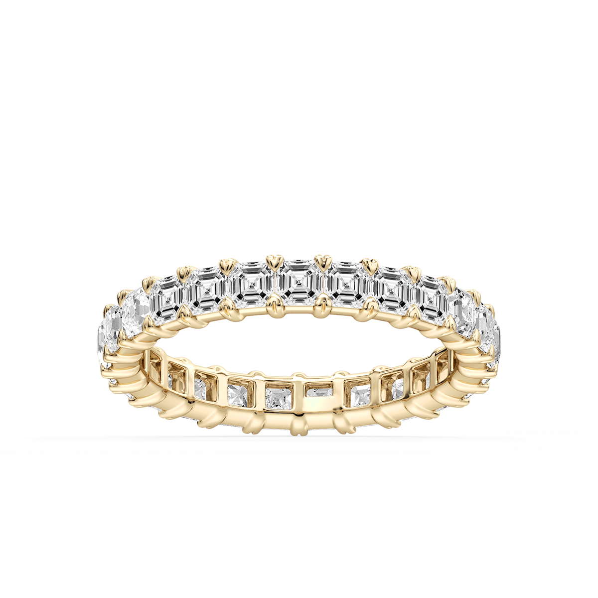 Ocean Asscher Lab Grown Diamond Shared V-Prong Eternity Band