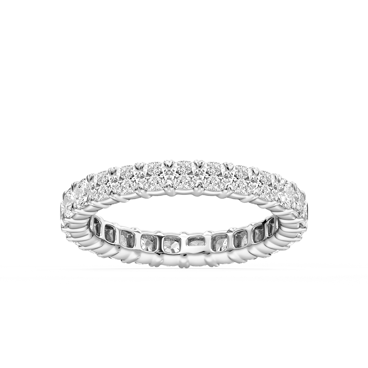 Ocean Cushion Lab Grown Diamond Shared V-Prong Eternity Band