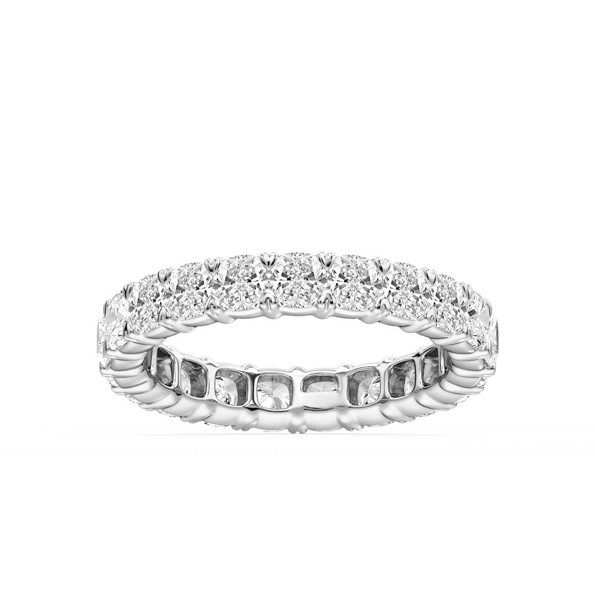Ocean Cushion Lab Grown Diamond Shared V-Prong Eternity Band