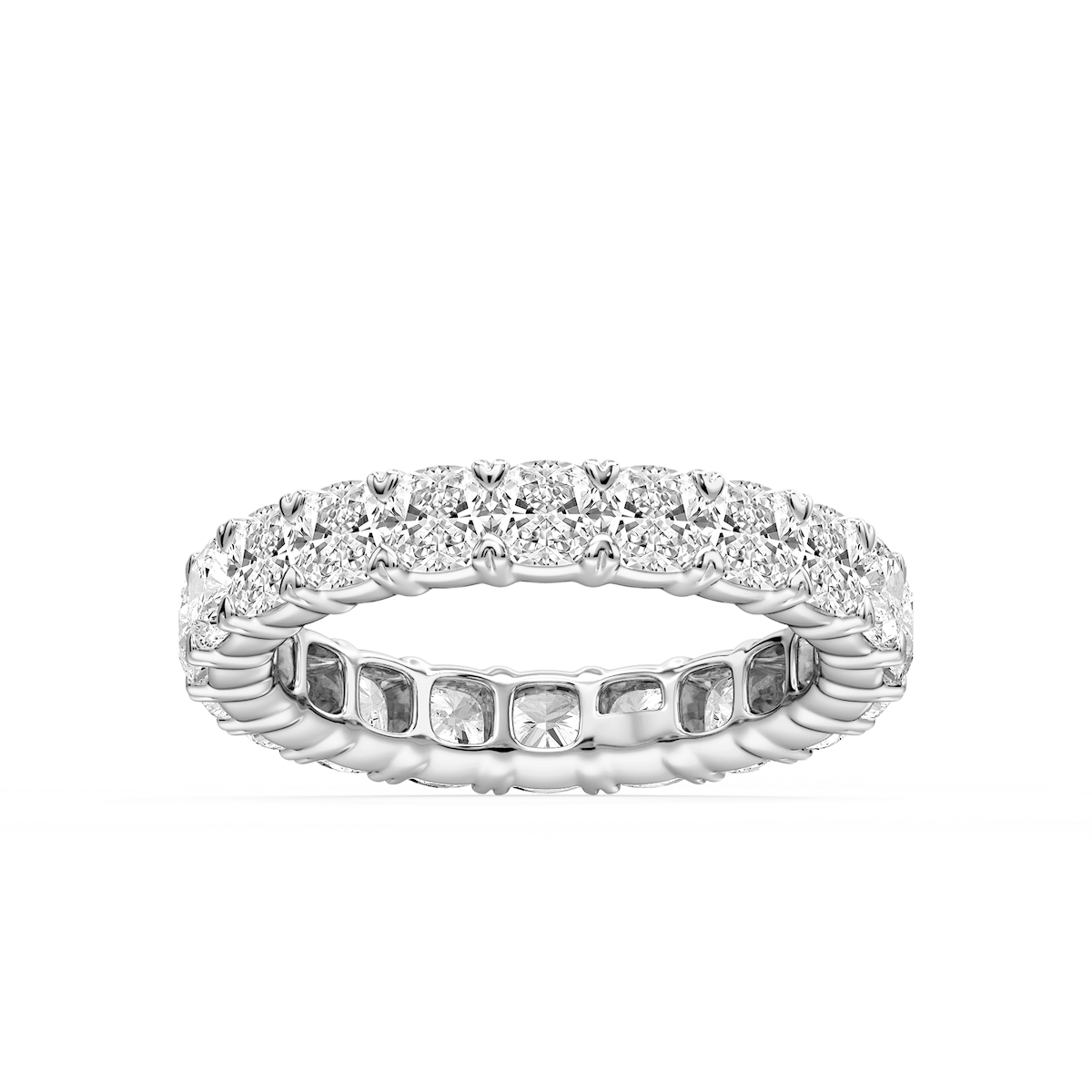 Ocean Cushion Lab Grown Diamond Shared V-Prong Eternity Band
