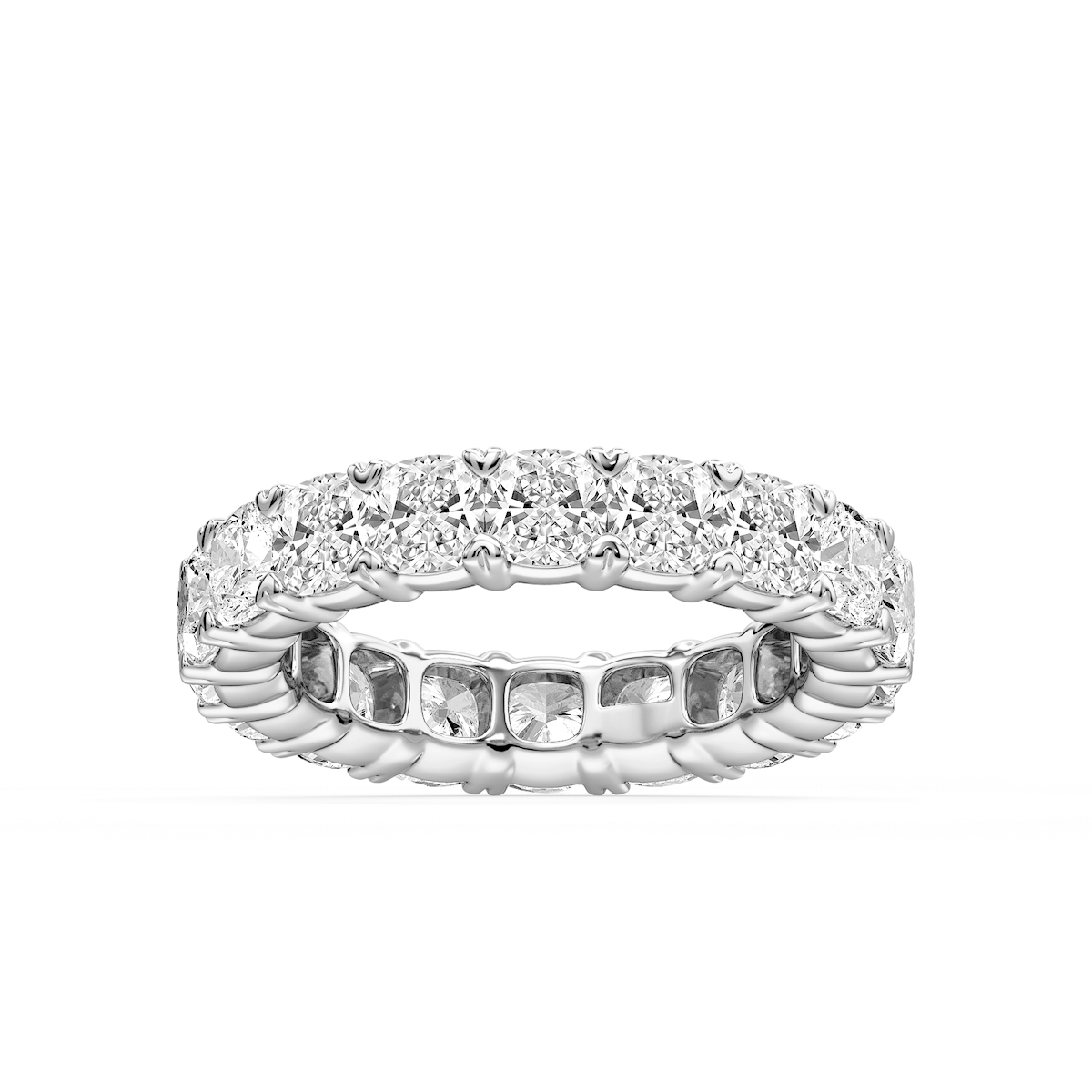 Ocean Cushion Lab Grown Diamond Shared V-Prong Eternity Band