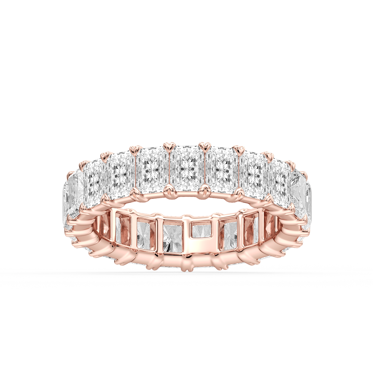 Ocean Radiant Lab Grown Diamond Shared V-Prong Eternity Band