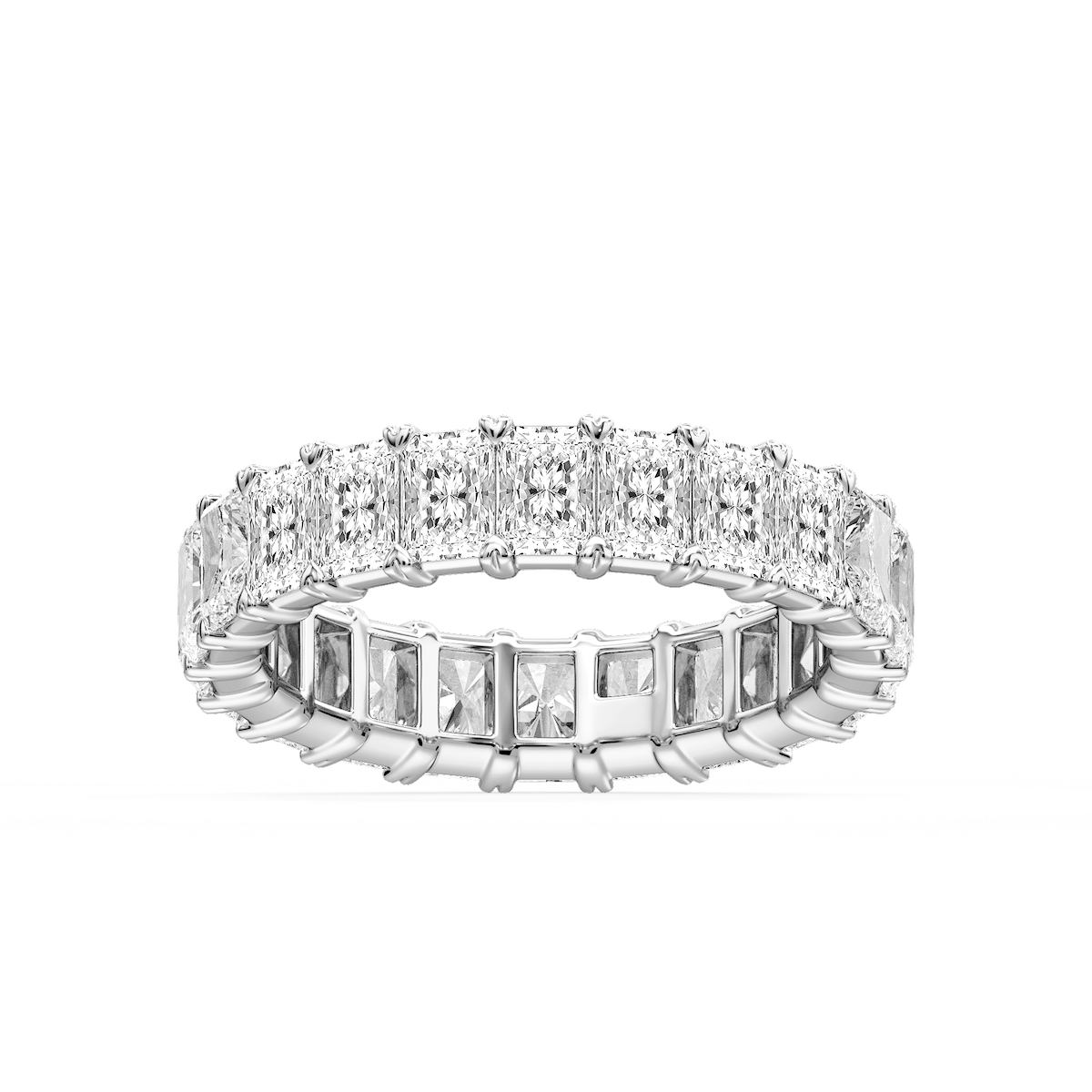 Ocean Radiant Lab Grown Diamond Shared V-Prong Eternity Band