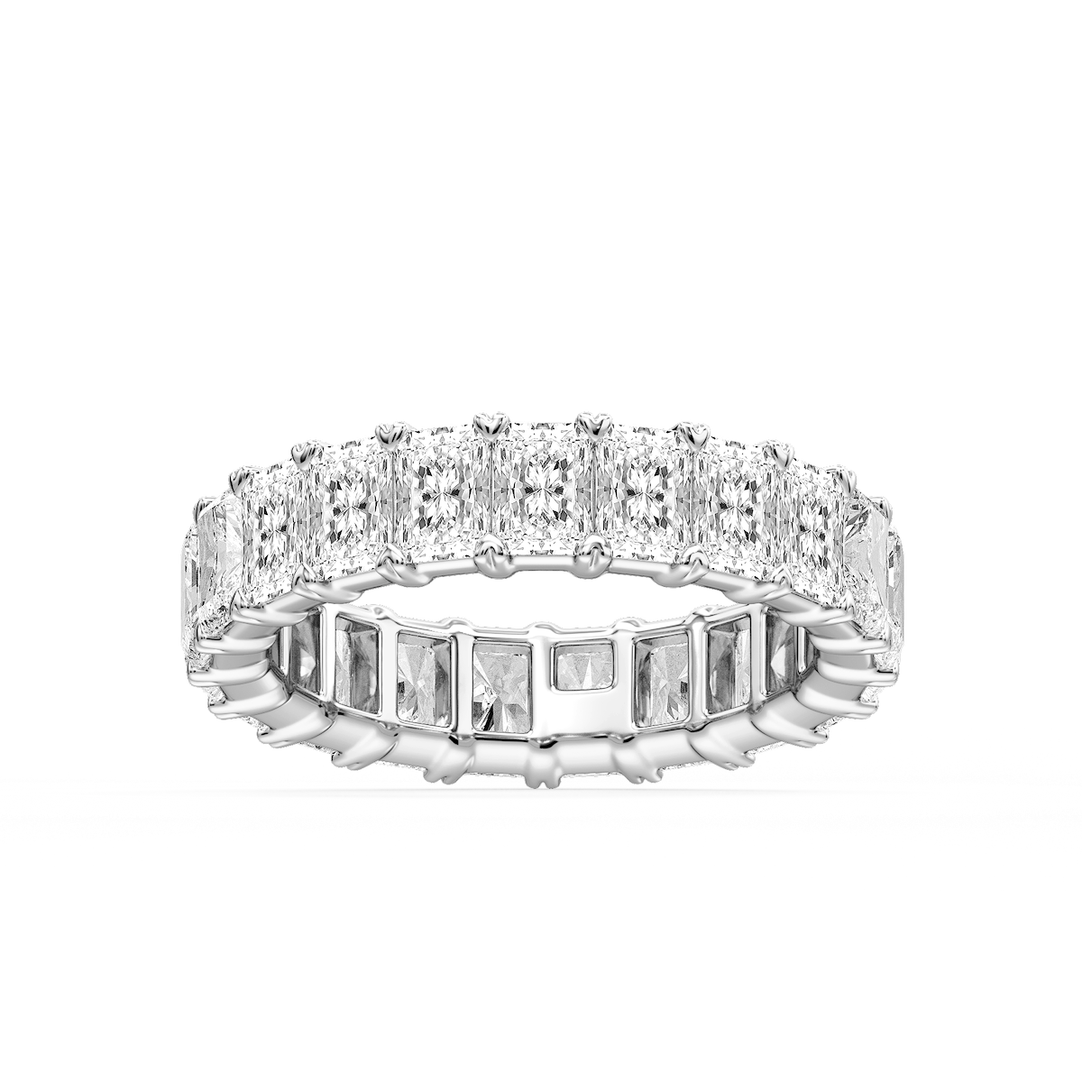 Ocean Radiant Lab Grown Diamond Shared V-Prong Eternity Band