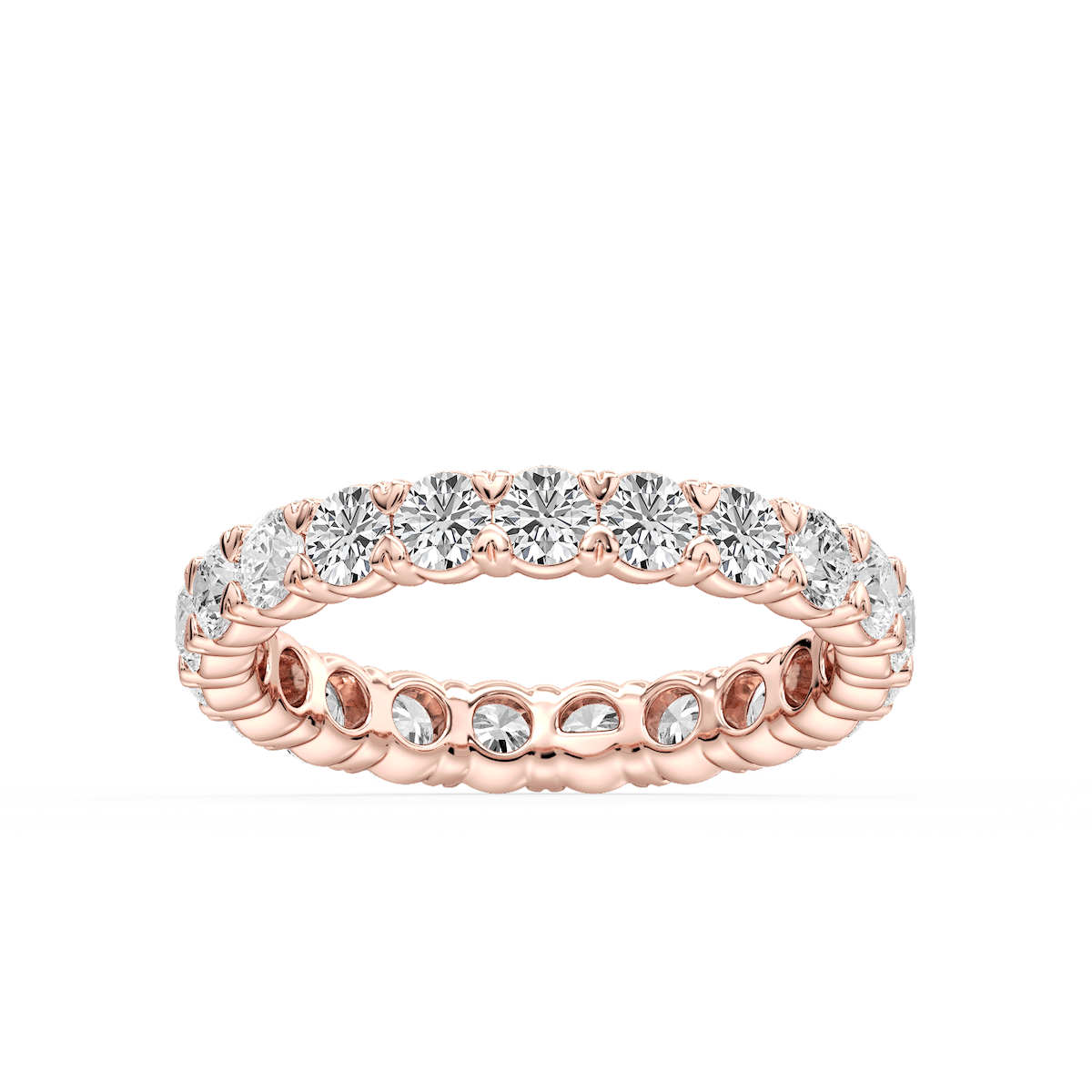 Ocean Round Lab Grown Diamond Shared V-Prong Eternity Band