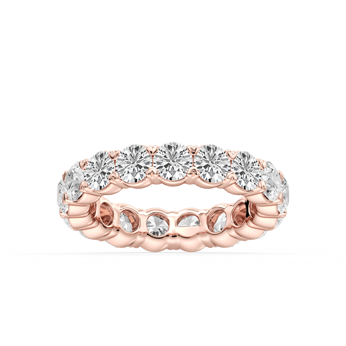 Ocean Round Lab Grown Diamond Shared V-Prong Eternity Band