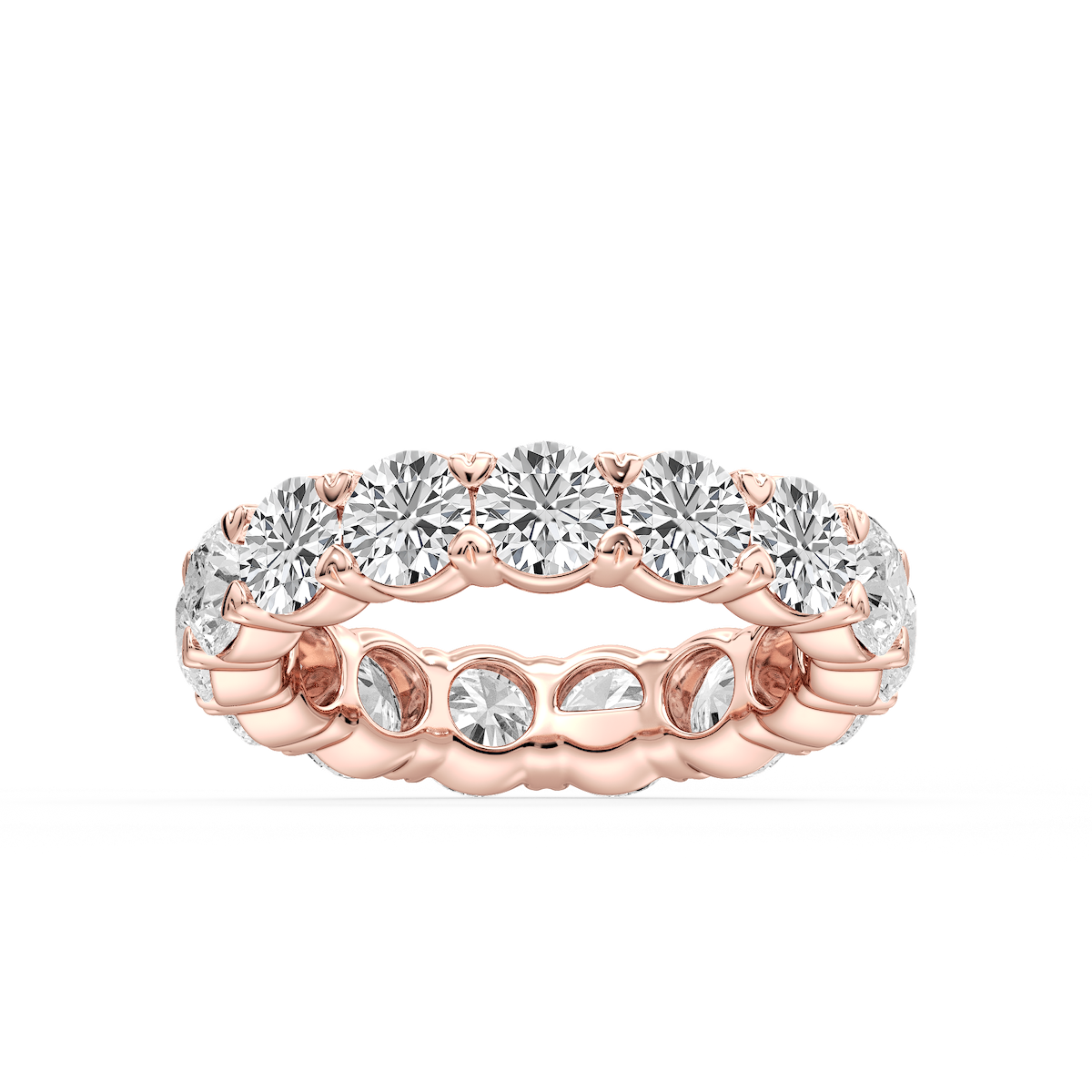 Ocean Round Lab Grown Diamond Shared V-Prong Eternity Band