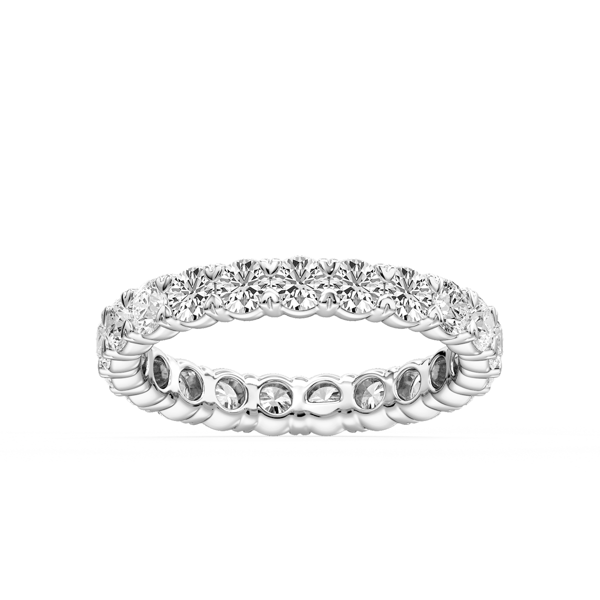 Ocean Round Lab Grown Diamond Shared V-Prong Eternity Band