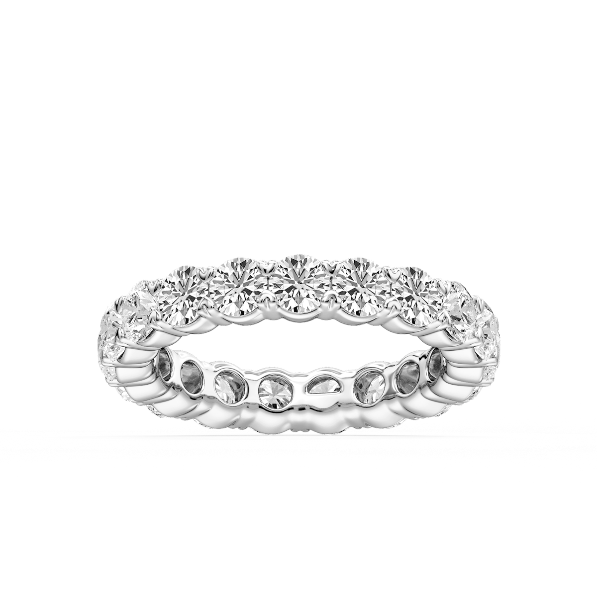 Ocean Round Lab Grown Diamond Shared V-Prong Eternity Band