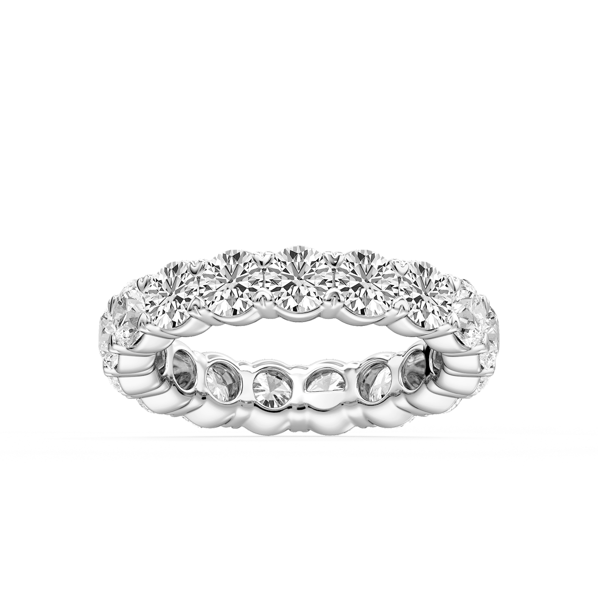 Ocean Round Lab Grown Diamond Shared V-Prong Eternity Band